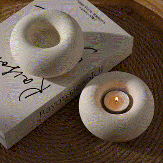 DonutGlow™ Handmade White Ceramic Candle Holder