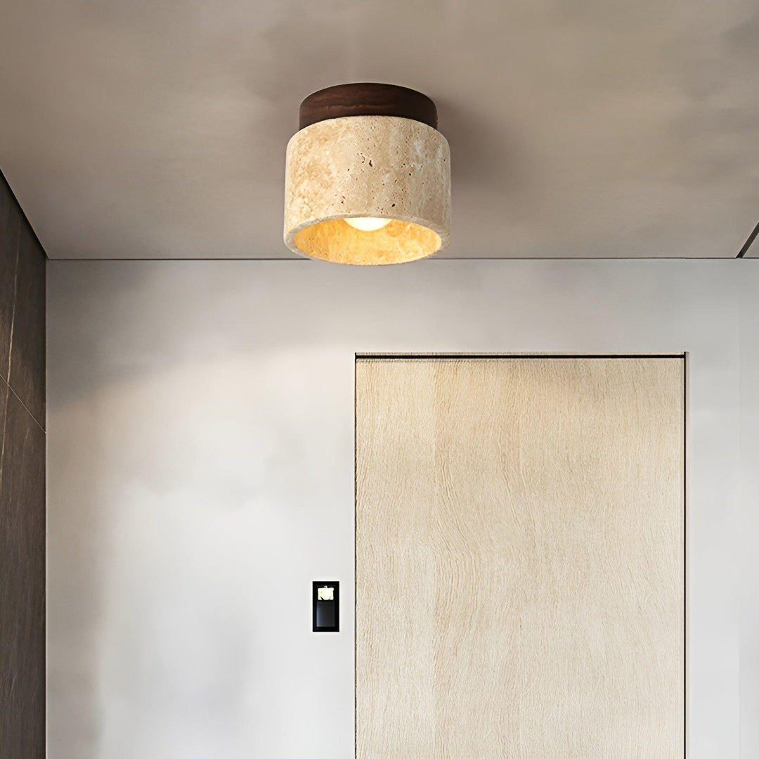 LumiStone Glow | Lampe Murale Japandi avec Détails en Bois