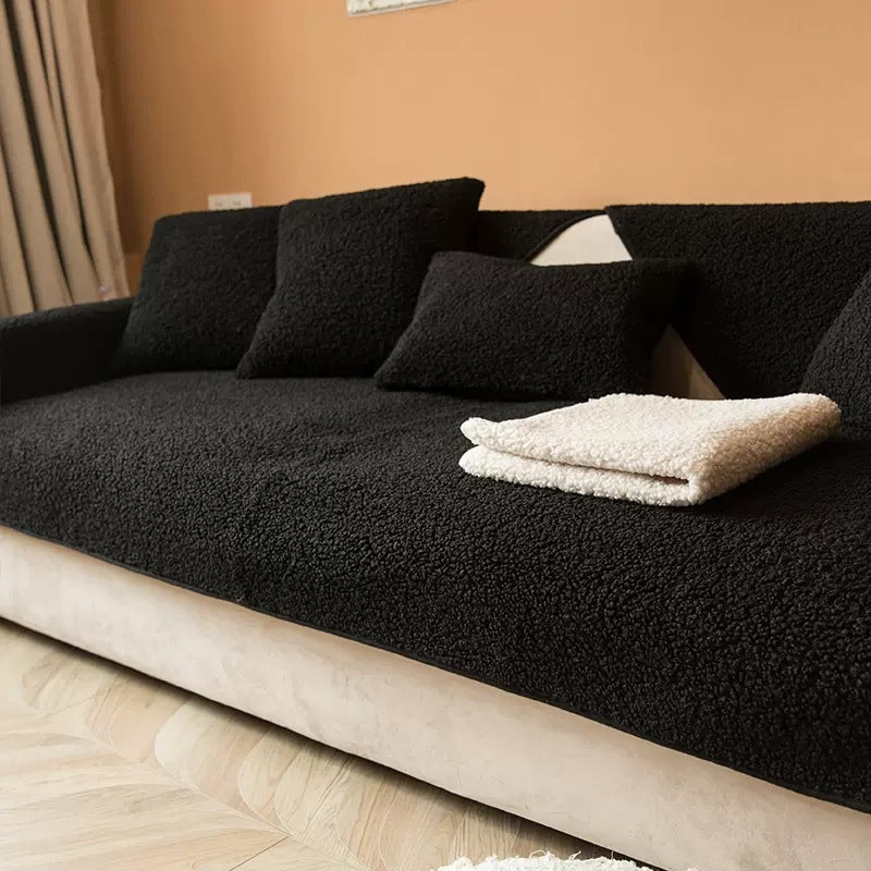 Vallborg | Housse de canapé en polaire Sherpa avec antidérapant et finition anti-boulochage